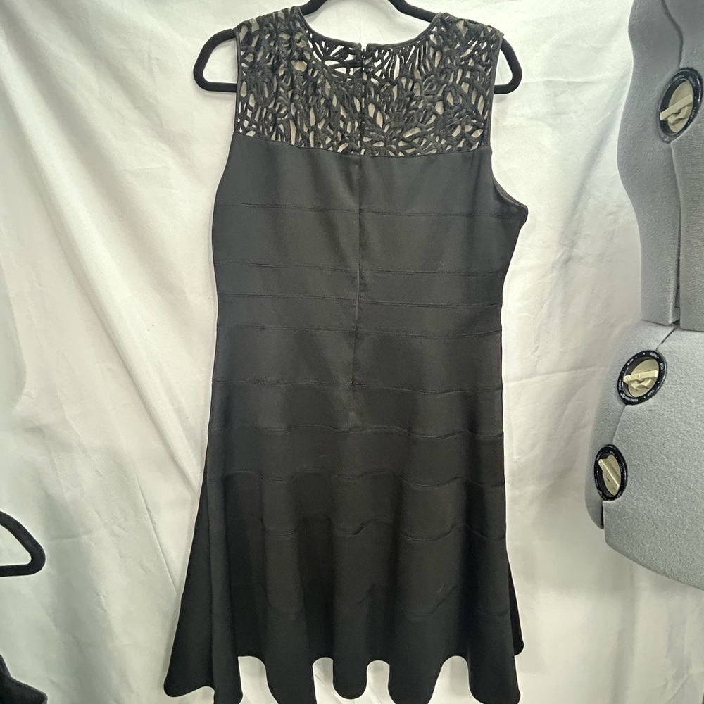 White House Black Market Black Lace Detail Midi Dress